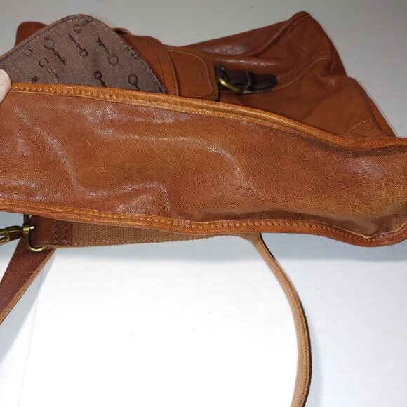 Fossil Long Live Vintage Brown Genuine Leather Messenger Shoulder Bag OS - Picture 9 of 15